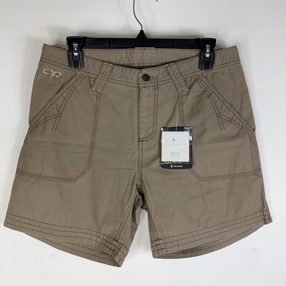 Outdoor Research Womens Wallflower Bermuda Trail Shorts Walnut Windowpane 8 New - Picture 1 of 12